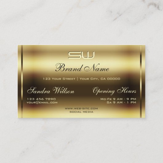 Elegance Golden Shimmer Sparkling Glitter Initiale Visitekaartje (Achterkant)