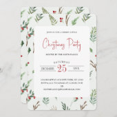 Elegance Holly Berries - Uitnodiging voor kerstfee (Voorkant / Achterkant)
