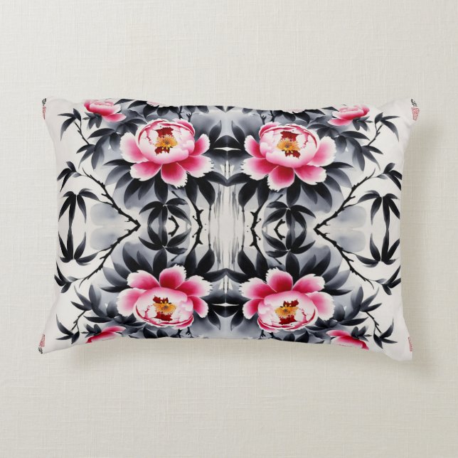 Elegance in Bloom: Floral Harmony printed Accent Kussen (Achterkant)