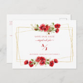 Elegance in het Rode Weddenschap Red onze datum Briefkaart (Voorkant / Achterkant)