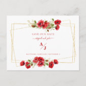 Elegance in het Rode Weddenschap Red onze datum Briefkaart (Voorkant)