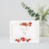 Elegance in het Rode Weddenschap Red onze datum Briefkaart (Staand voorkant)