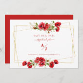 Elegance in het Rode Weddenschap Red onze datum Save The Date (Voorkant / Achterkant)