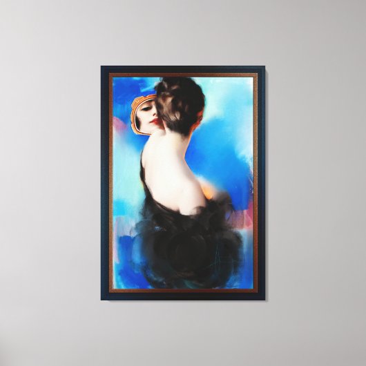 Elegance in het zwart door Rolf Armstrong Canvas Afdruk (Voorkant)