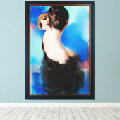 Elegance in het zwart door Rolf Armstrong Canvas Afdruk (Insitu (Houten vloer))