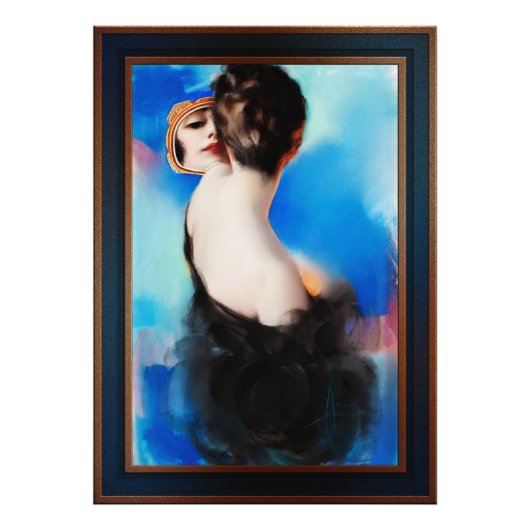 Elegance in het zwart door Rolf Armstrong Foto Afdruk (Voorkant)