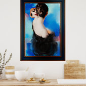 Elegance in het zwart door Rolf Armstrong Poster (Keuken)