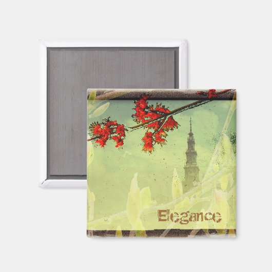 Elegance in Light Green en Red Magneet (Voorkant / Achterkant)