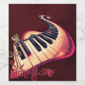 Elegance in motion, the curved piano. wijn etiket (Enkel label)