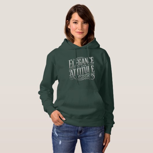 Elegance is een stijlvolle houding Typografie Vrou Hoodie (Voorkant volledig)