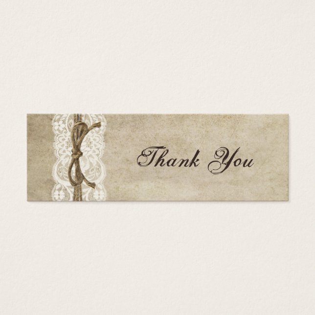  Elegance Kant op Twine Bombonaiare Label Mini Visitekaartjes (Voorkant)