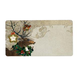  Elegance Kerstmis Deer Antlers Damask Etiket