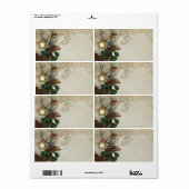 Elegance Kerstmis Deer Antlers Damask Etiket (Full Sheet)