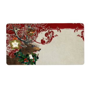 Elegance Kerstmis Deer Antlers Damask Etiket