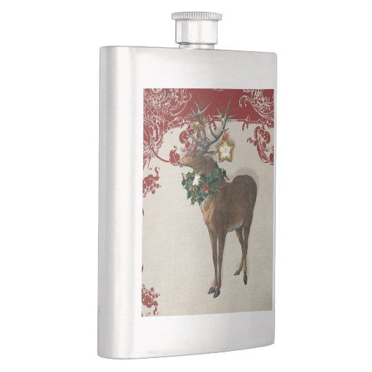  Elegance Kerstmis Deer Antlers Damask Heupfles (Rechts)