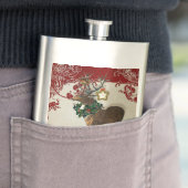 Elegance Kerstmis Deer Antlers Damask Heupfles (Voorbeeld)