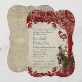  Elegance Kerstmis Deer Antlers Damask Kaart (Voorkant / Achterkant)