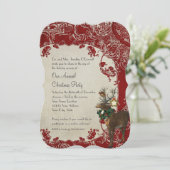  Elegance Kerstmis Deer Antlers Damask Kaart (Staand voorkant)