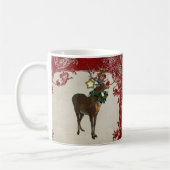  Elegance Kerstmis Deer Antlers Damask Koffiemok (Links)