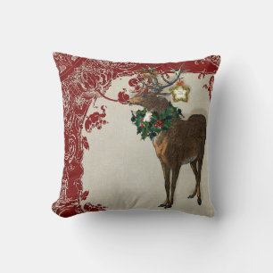 Elegance Kerstmis Deer Antlers Damask Kussen