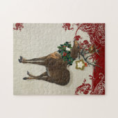  Elegance Kerstmis Deer Antlers Damask Legpuzzel (Horizontaal)