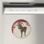 Elegance Kerstmis Deer Antlers Damask Magneet (Insitu (Vaatwasser))