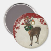 Elegance Kerstmis Deer Antlers Damask Magneet (Voorkant / Achterkant)