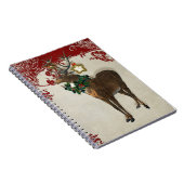  Elegance Kerstmis Deer Antlers Damask Notitieboek (Rechterzijde)