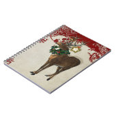  Elegance Kerstmis Deer Antlers Damask Notitieboek (Linkerzijde)