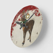Elegance Kerstmis Deer Antlers Damask Ronde Klok (Hoek)