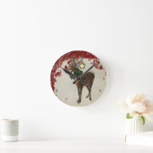 Elegance Kerstmis Deer Antlers Damask Ronde Klok (Huis)
