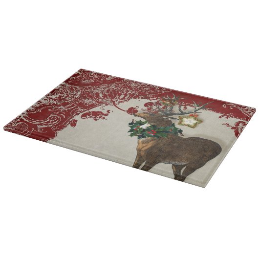  Elegance Kerstmis Deer Antlers Damask Snijplank (Hoek)