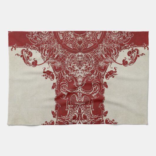  Elegance Kerstmis Deer Antlers Damask Theedoek (Horizontaal)