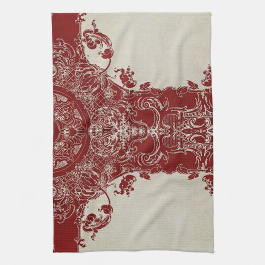  Elegance Kerstmis Deer Antlers Damask Theedoek (Verticaal)