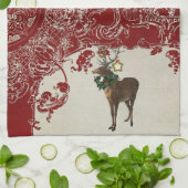  Elegance Kerstmis Deer Antlers Damask Theedoek (Gevouwen)