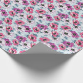 Elegance kleurenbloemen patroon op blauw cadeaupapier (Hoek)