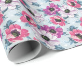 Elegance kleurenbloemen patroon op blauw cadeaupapier (Rol Hoek)