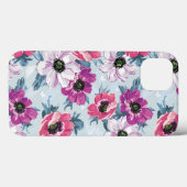 Elegance kleurenbloemen patroon op blauw Case-Mate iPhone case (Achterkant (horizontaal))