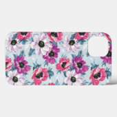 Elegance kleurenbloemen patroon op blauw Case-Mate iPhone case (Achterkant (horizontaal))
