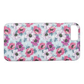 Elegance kleurenbloemen patroon op blauw Case-Mate iPhone case (Achterkant (Horizontaal))