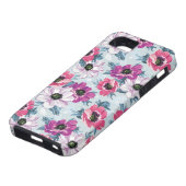 Elegance kleurenbloemen patroon op blauw Case-Mate iPhone case (Onderkant)