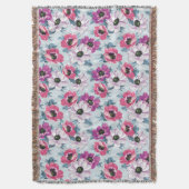 Elegance kleurenbloemen patroon op blauw deken (Voorkant Verticaal)