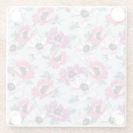 Elegance kleurenbloemen patroon op blauw glazen onderzetter (Achterkant)