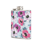 Elegance kleurenbloemen patroon op blauw heupfles (Links)