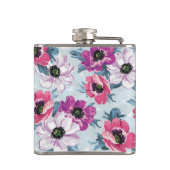 Elegance kleurenbloemen patroon op blauw heupfles (Achterkant)