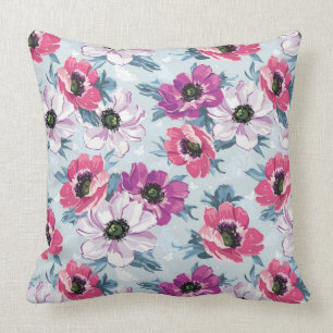 Elegance kleurenbloemen patroon op blauw kussen