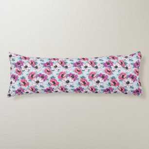 Elegance kleurenbloemen patroon op blauw lichaamskussen