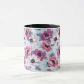 Elegance kleurenbloemen patroon op blauw mok (Midden)