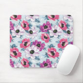 Elegance kleurenbloemen patroon op blauw muismat (Met muis)