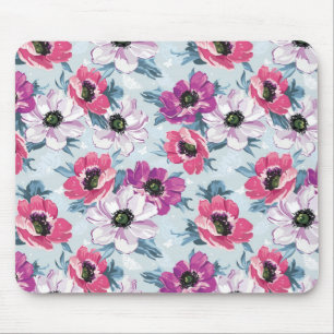 Elegance kleurenbloemen patroon op blauw muismat